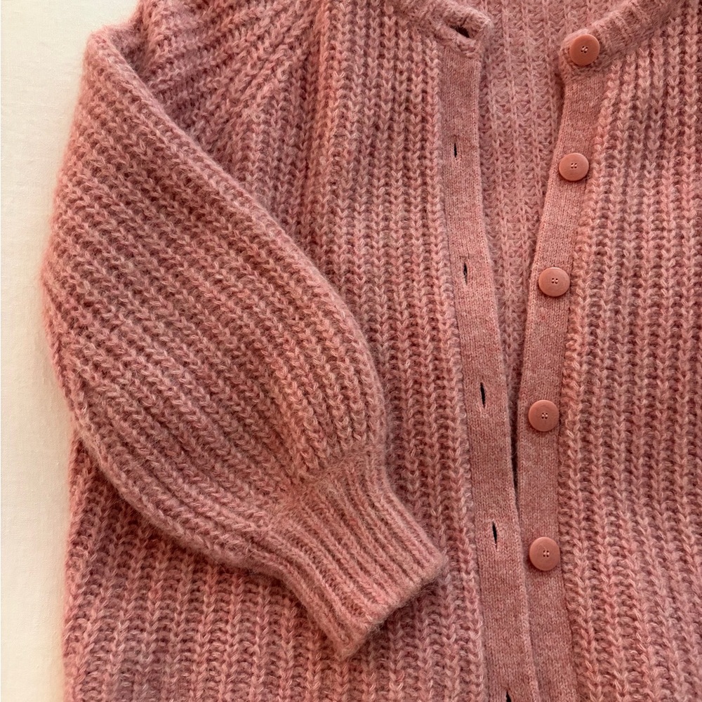 Sézane Mottled Pink Knit Cardigan